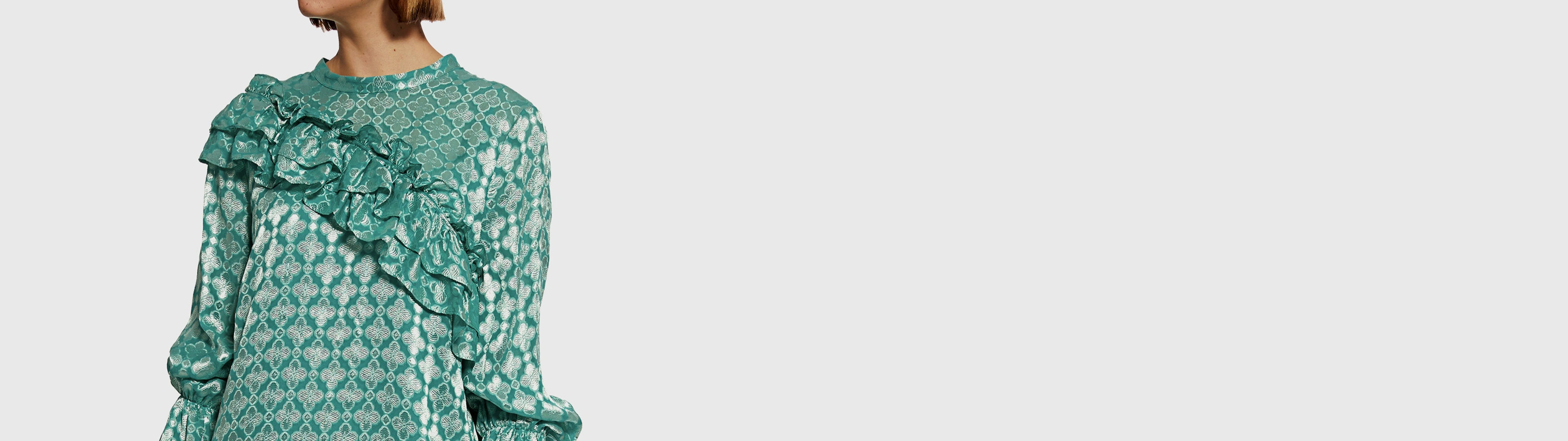 slim fit dress slacks Baum Und Pferdgarten Abelline Distorted Green Dress – The Mercantile London main image 1