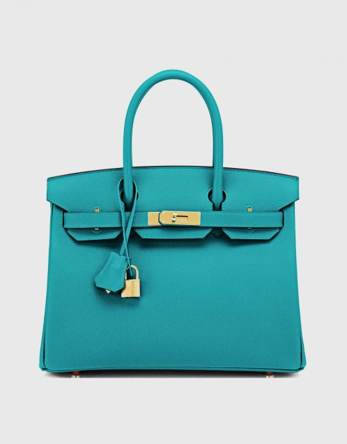 Hermès Birkin 30 Epsom Leather Handbag-Bleu Paon Gold Hardware
