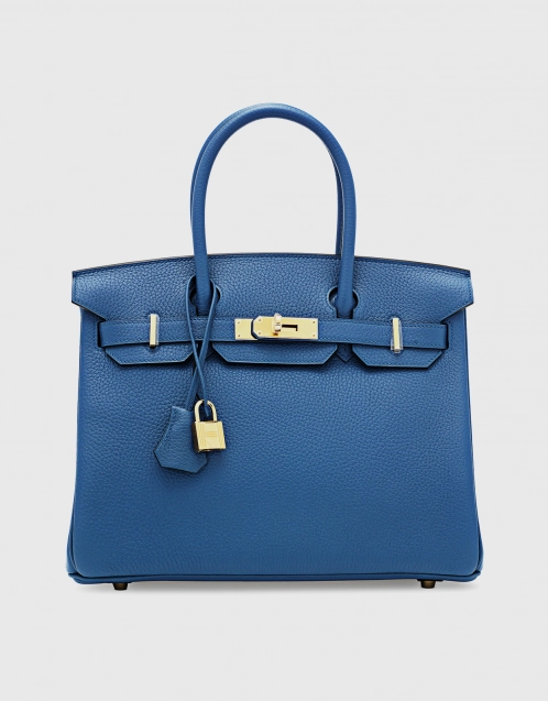 Hermès Birkin 30 Taurillon Clemence Leather Handbag-Bleu Agate Gold Hardware