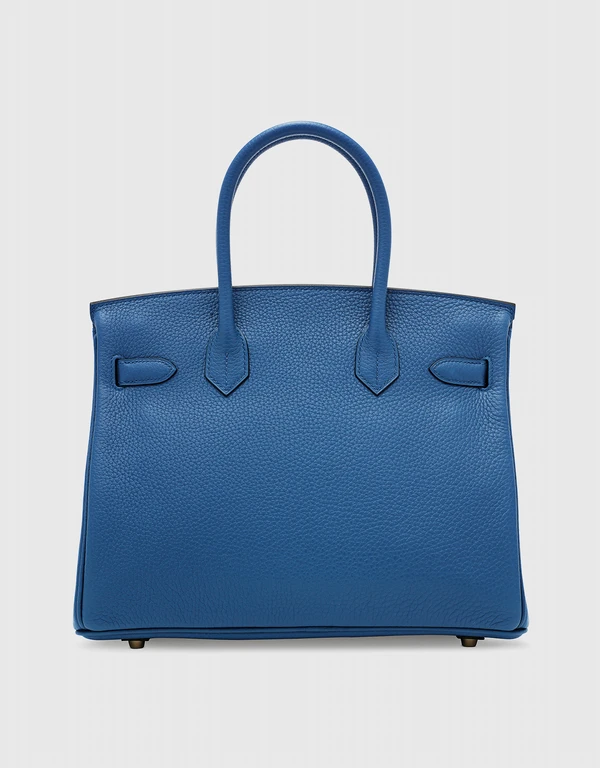 Hermès Hermès Birkin 30 Taurillon Clemence Leather Handbag-Bleu Agate Gold Hardware