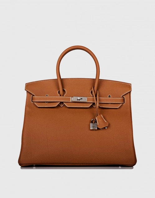 Hermès Birkin 35 Togo Leather Handbag-Gold Silver Hardware