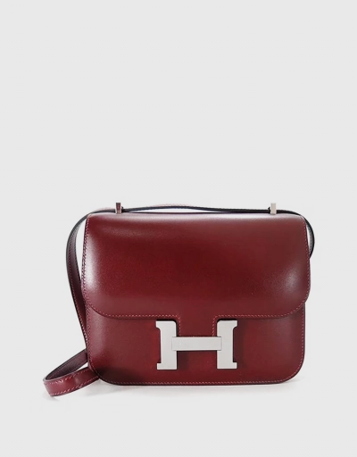 Hermès Constance 18 Box Leather Crossbody Bag-Rouge H Silver Hardward
