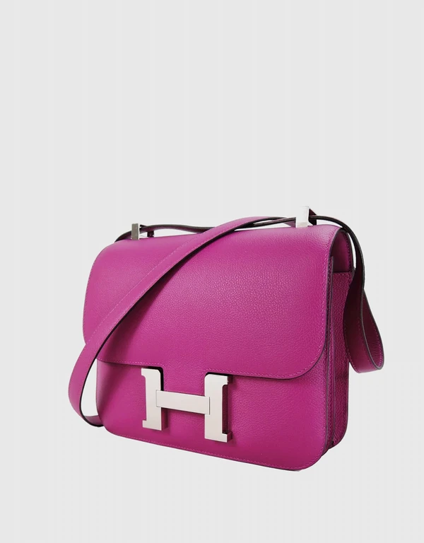 Hermès Hermès Constance 24 Evercolor Leather Crossbody Bag-Rose Purple Silver Hardward