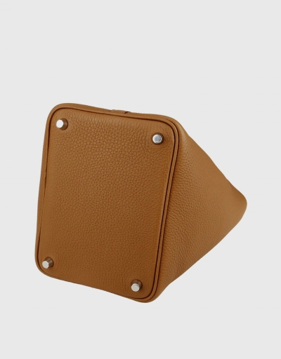 Hermès Picotin Lock 18 Taurillon Clemence Leather Crocodile Handle Bucket Bag-Gold Silver Hardware