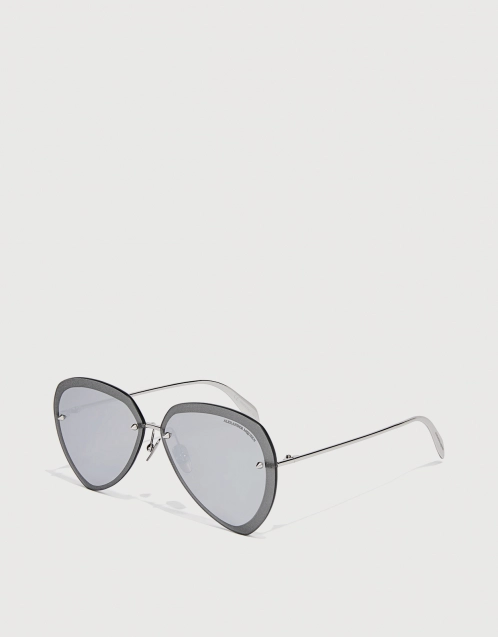 Rimless Aviator Mirror Sunglasses