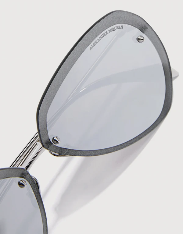 Rimless Aviator Mirror Sunglasses