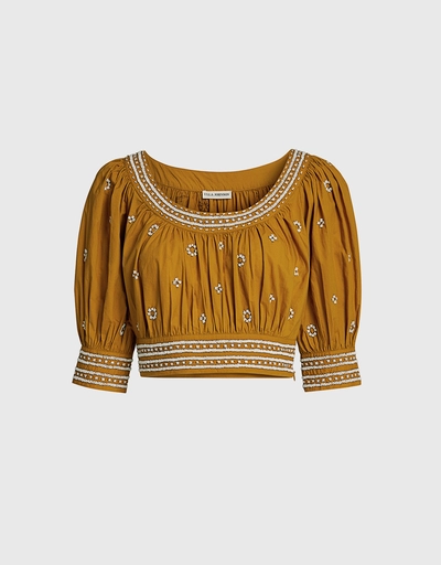 Zola Bead-embellished Cropped Top
