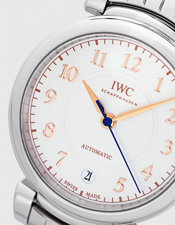 IWC SCHAFFHAUSEN 達文西 36mm 精鋼藍寶石玻璃錶鏡短吻鱷皮革自動腕錶
