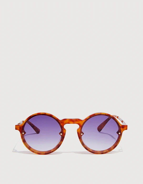 McQ Alexander McQueen Havana Round Sunglasses
