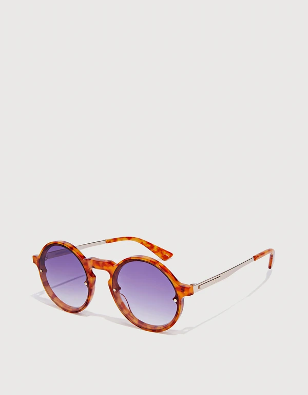McQ Alexander McQueen Havana Round Sunglasses