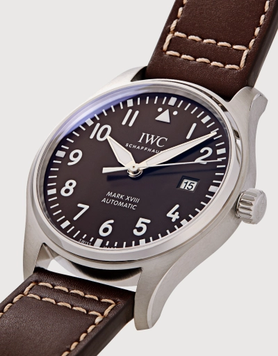 Pilot's Mark XVIII Edition “Antoine De Saint Exupéry” 40mm Stainless Steel Sapphire Glass Brown Calfskin Leather Watch