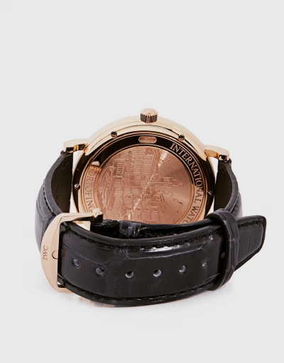 柏濤菲諾 40mm 18K紅金短吻鱷皮革藍寶石玻璃錶鏡自動腕錶