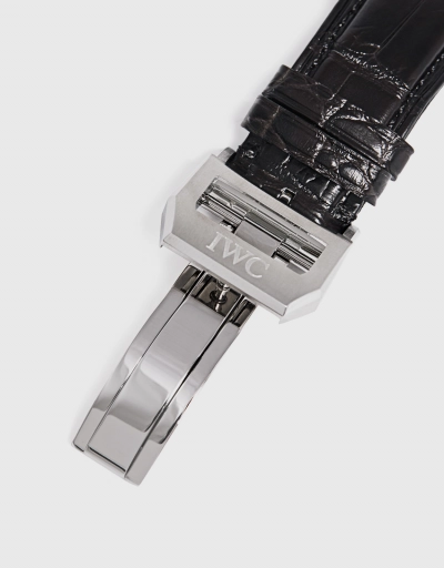 葡萄牙系列 41mm 精鋼短吻鱷皮革藍寶石玻璃錶鏡計時腕錶