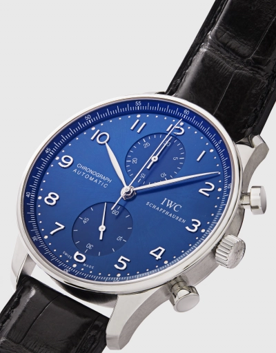 Portugieser 41mm Chronograph Stainless Steel Alligator Leather Sapphire Glass Watch