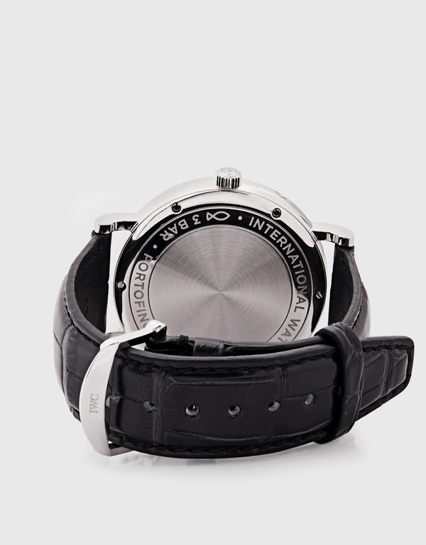 IWC SCHAFFHAUSEN Portofino 40mm Moon Phase Automatic Stainless Steel Alligator Leather Sapphire Glass Watch