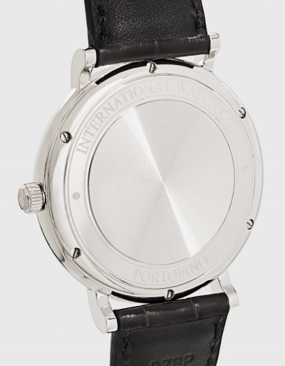 柏濤菲諾 40mm 精鋼短吻鱷皮革藍寶石玻璃錶鏡自動腕錶