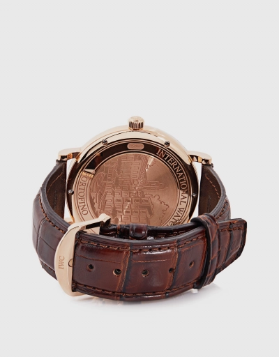 Portofino 40mm Automatic 18ct 5N Gold Alligator Leather Sapphire Glass Watch