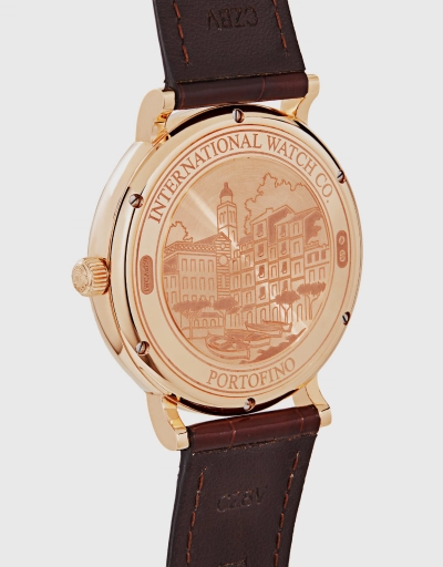 柏濤菲諾 40mm 18K紅金短吻鱷皮革藍寶石玻璃錶鏡自動腕錶