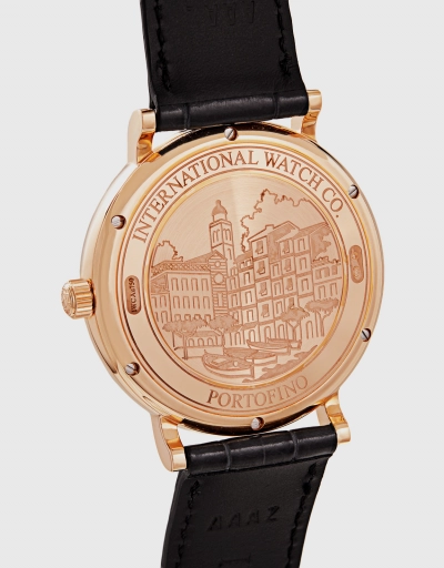 Portofino 40mm Automatic 18ct 5N Gold Case Alligator Leather Sapphire Glass Watch