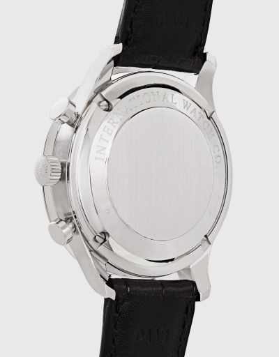 葡萄牙系列 41mm 精鋼短吻鱷皮革藍寶石玻璃錶鏡計時腕錶