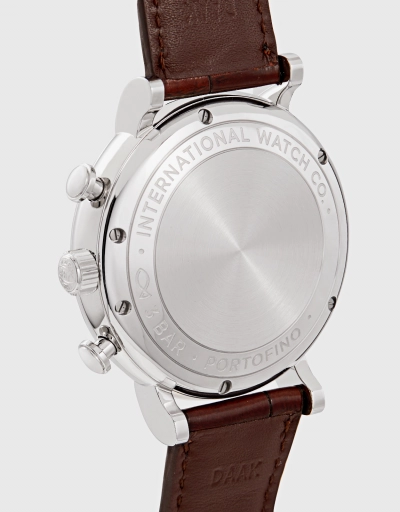 柏濤菲諾 42mm 精鋼短吻鱷皮革藍寶石玻璃錶鏡計時腕錶