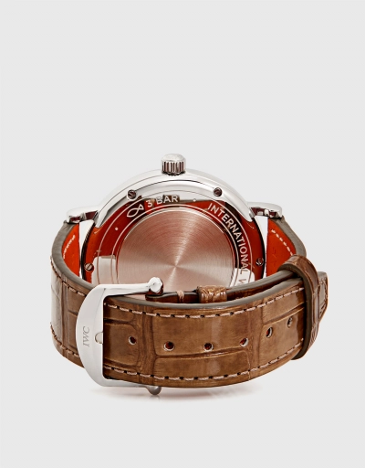 柏濤菲諾 37mm 精鋼短吻鱷皮革藍寶石玻璃錶鏡自動腕錶