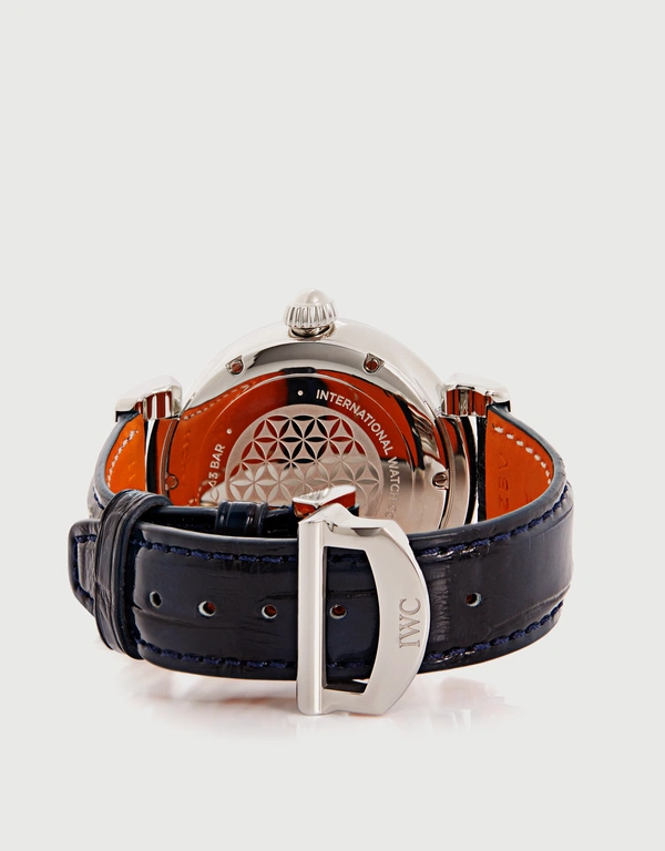 IWC SCHAFFHAUSEN 達文西 36mm 精鋼藍寶石玻璃錶鏡短吻鱷皮革自動腕錶