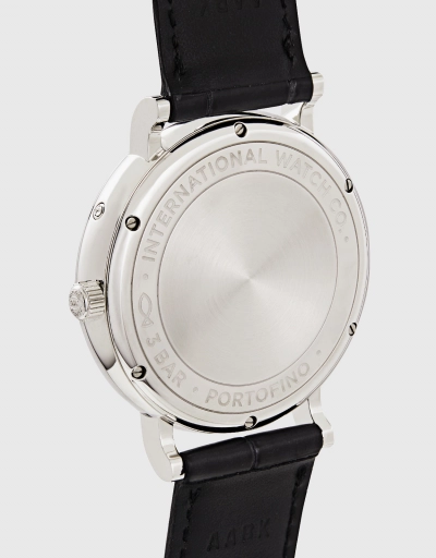 柏濤菲諾 40mm 精鋼短吻鱷皮革藍寶石玻璃錶鏡月相自動腕錶