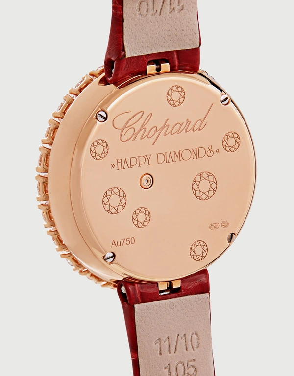 Chopard Happy Diamonds Joaillerie 29mm Quartz 18ct Rose Gold Diamonds Alligator Leather Watch