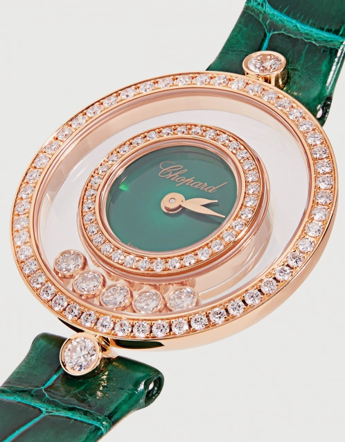 Happy Diamonds Icons 26mm Quartz 18ct Rose Gold Daimonds  Alligator Leather Watch