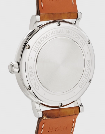 柏濤菲諾 37mm 精鋼短吻鱷皮革藍寶石玻璃錶鏡自動腕錶