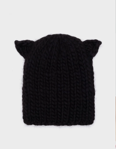 Felix 貓咪耳羊毛毛帽-Black
