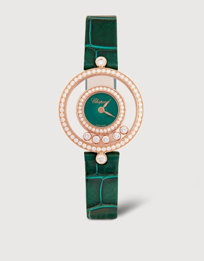Happy Diamonds Icons 26mm Quartz 18ct Rose Gold Daimonds  Alligator Leather Watch