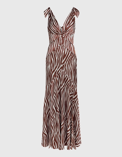 Scarlette Zebra-print Satin Maxi Dress