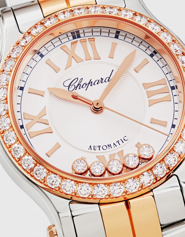 Chopard Happy Sport 30mm 18ct Automatic Stainless Steel Rose Gold Diamonds Watch