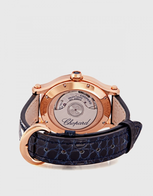 Chopard Happy Sport 29x31mm Automatic Rose Gold Diamonds Alligator Leather Watch