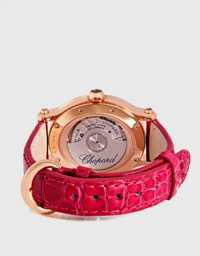 Happy Sport 29x31mm Automatic 18k Rose Gold Diamonds Alligator Leather  Watch
