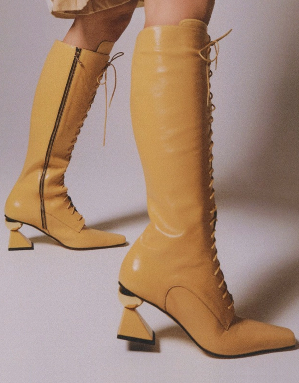 Hailey Heeled Lace Up Long Boots