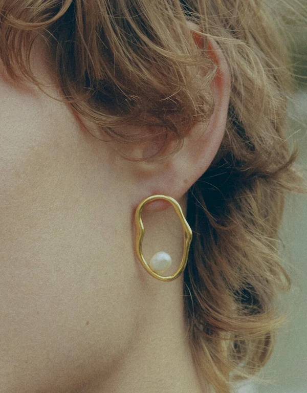 Maria Black Nugget 22K Gold Vermeil Earring