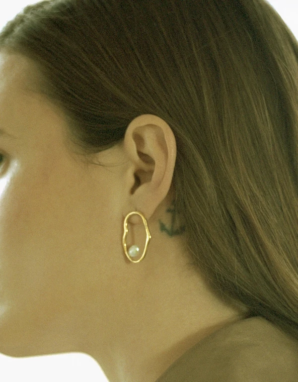 Maria Black Nugget 22K Gold Vermeil Earring