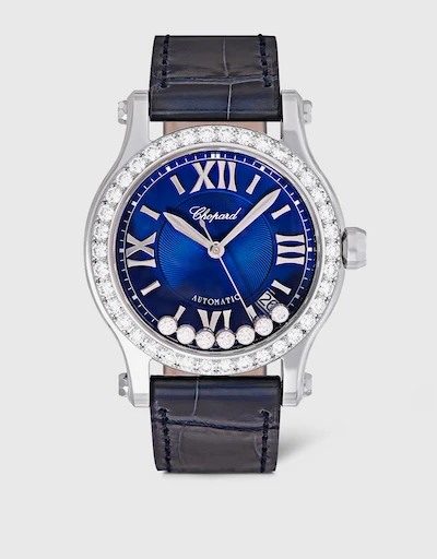 Happy Sport  36mm  Automatic  Diamonds Stainless Steel  Alligator Leather Watch
