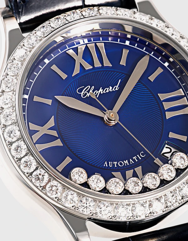 Chopard Happy Sport  36mm  Automatic  Diamonds Stainless Steel  Alligator Leather Watch