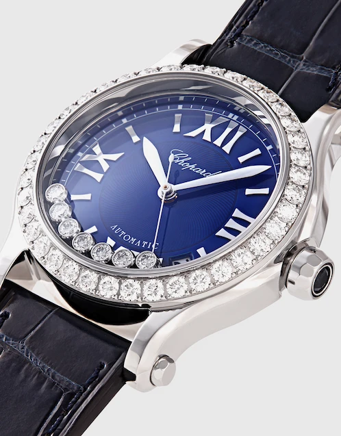 Happy Sport  36mm  Automatic  Diamonds Stainless Steel  Alligator Leather Watch
