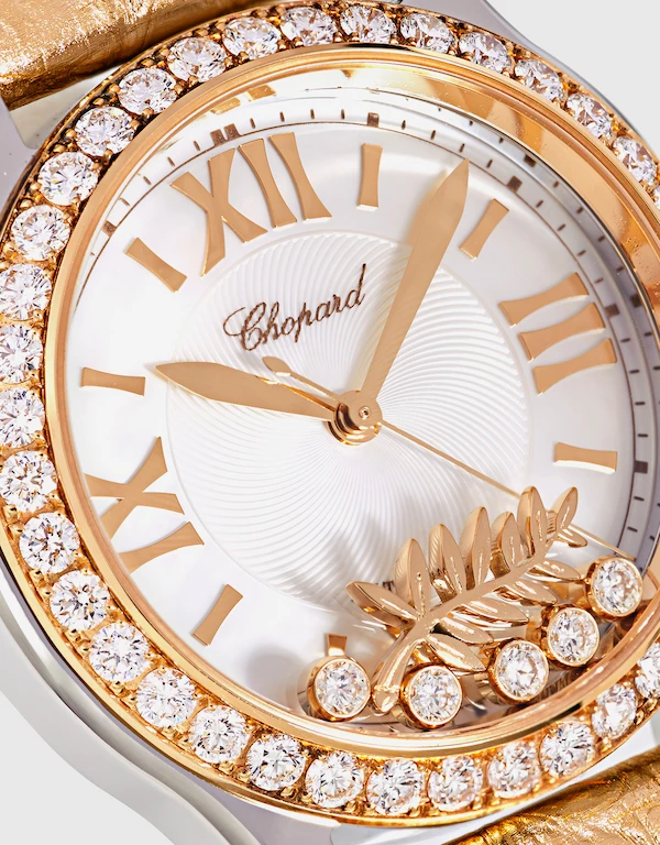 Chopard Happy Sport Cannes 2018 Happy Palm 36mm 18kt Automatic Gold Dial Diamonds  Alligator Leather Watch