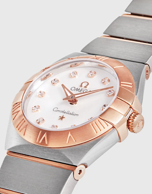 星座系列 24mm 石英鑽石玫瑰金精鋼腕錶