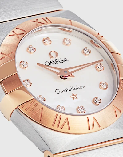Constellation 24mm Quartz Diamonds Red Gold Steel Watch