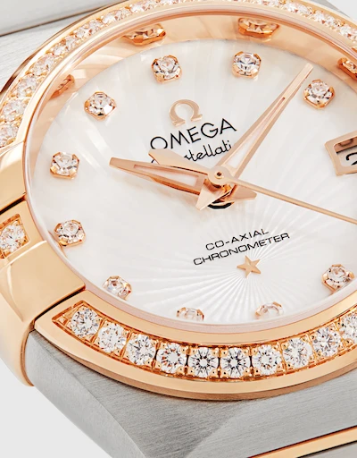 Constellation 27mm Co-Axial Chronometer Diamonds Red Gold Steel Watch