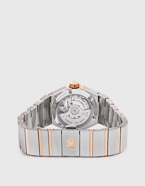 Omega 星座系列 27mm 同軸擒縱天文台鑽石玫瑰金精鋼腕錶