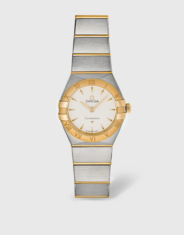 Omega 星座系列 25mm 石英黃金錶殼不鏽鋼腕錶