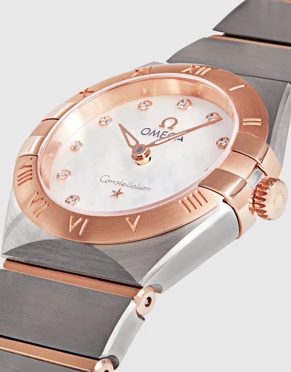 Omega 星座系列 25mm 石英鑽石Sedna™金錶殼不鏽鋼腕錶